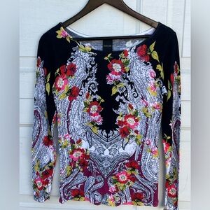 Madeleine cotton Blend floral crew neck  Sweater Size 4